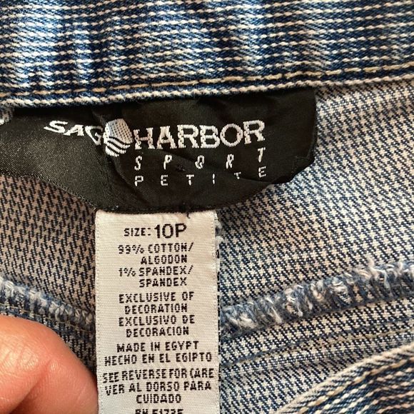 Vintage  Women Sag Harbor Sport 10 Petite Cropped Blue Jeans with White Stripes - Picture 6 of 13